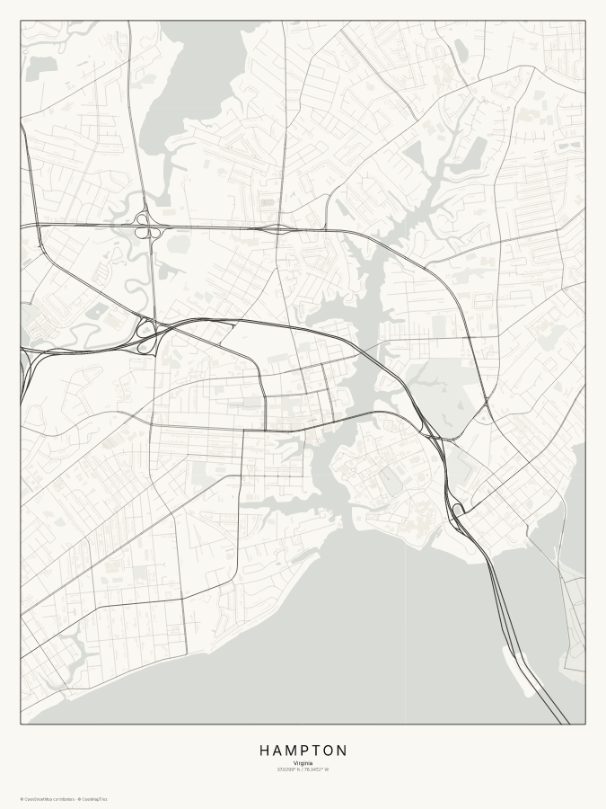 Hampton map poster, classic style