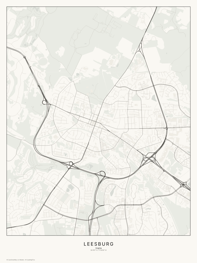 Leesburg map poster, classic style