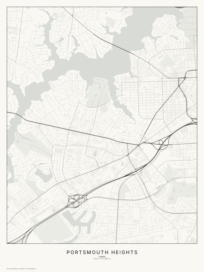 Portsmouth Heights map poster, classic style