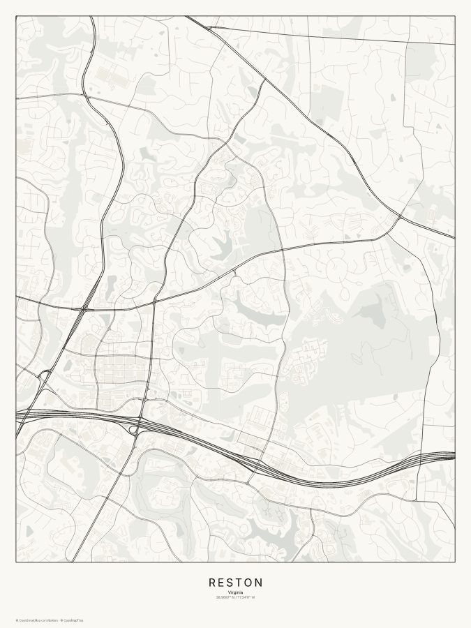 Reston map poster, classic style