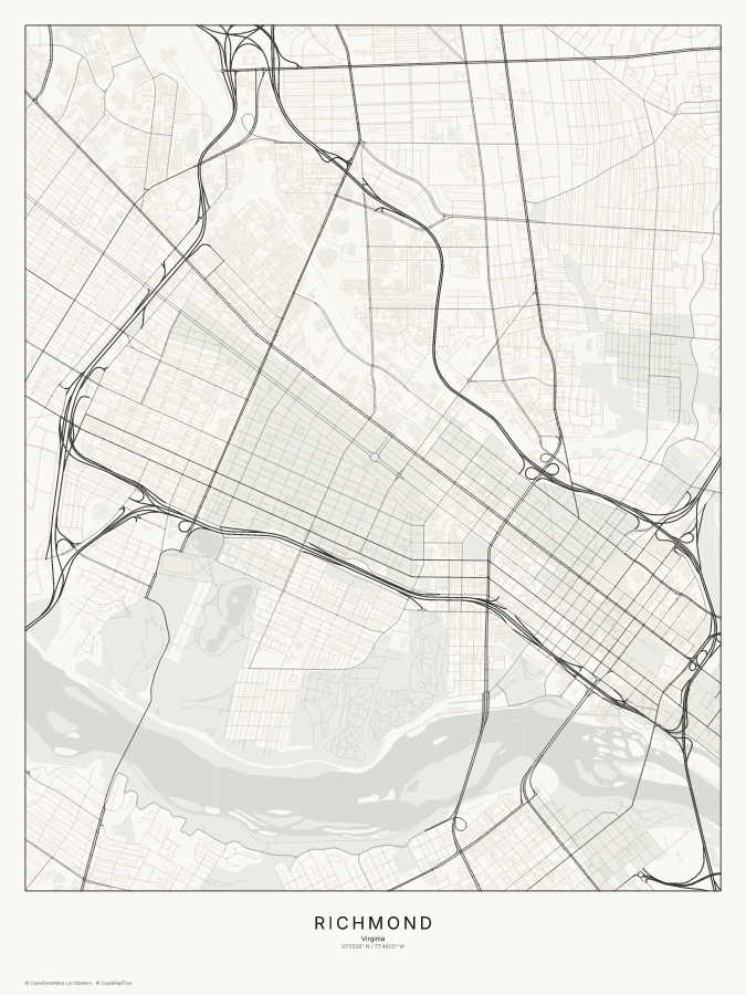Richmond map poster, classic style