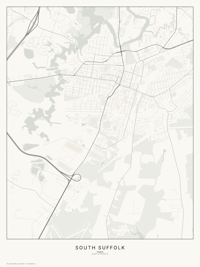 South Suffolk map poster, classic style