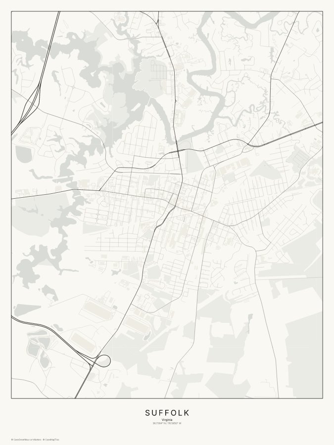 Suffolk map poster, classic style