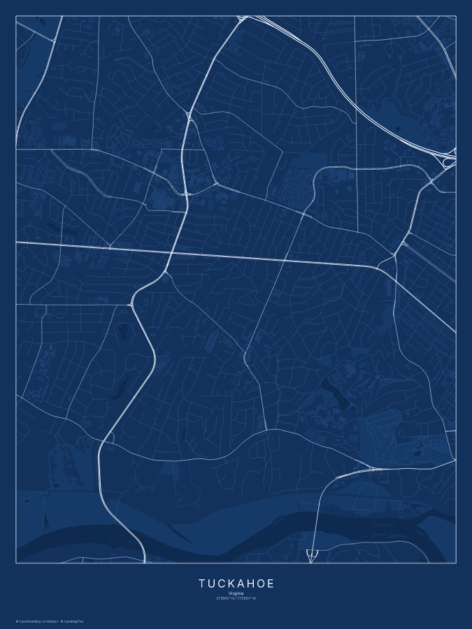 Tuckahoe map poster, blueprint style
