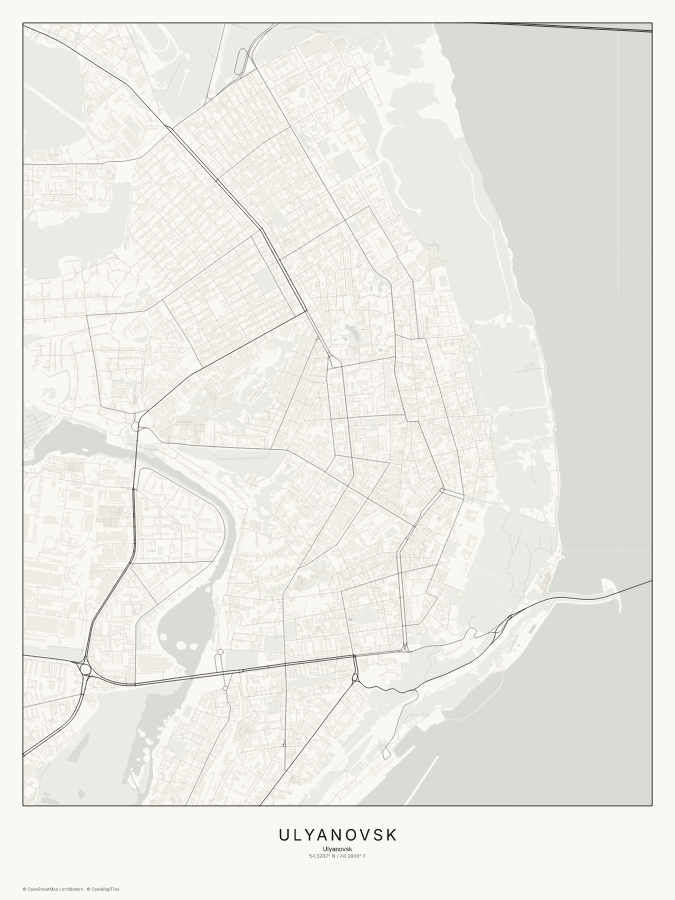Ulyanovsk map poster, classic style