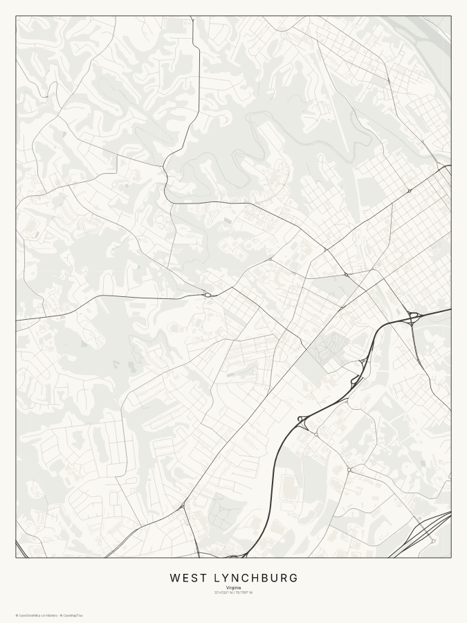 West Lynchburg map poster, classic style