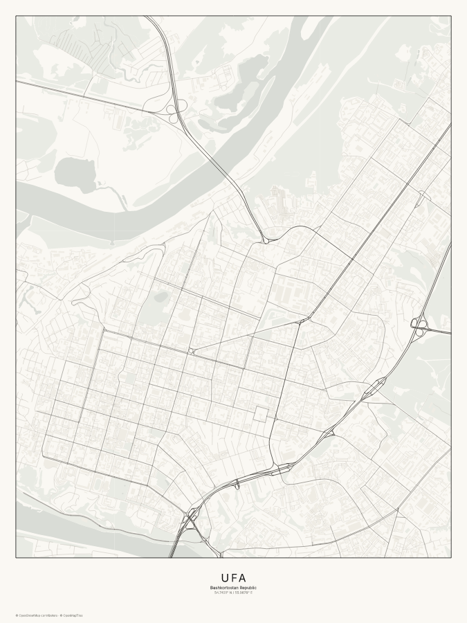 Ufa map poster, classic style