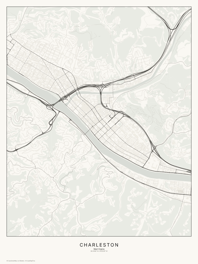 Charleston map poster, classic style