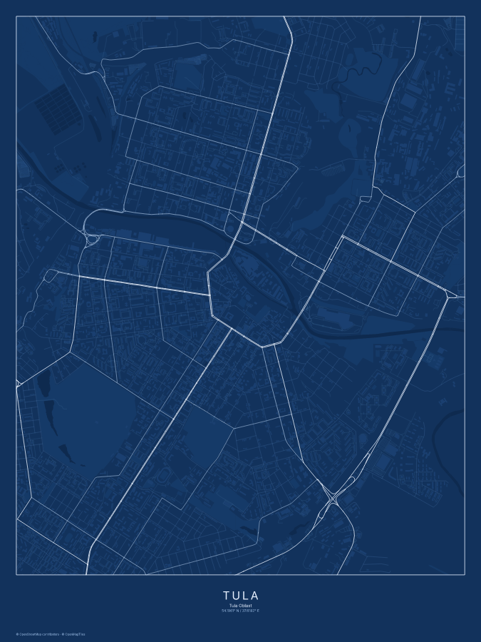 Tula map poster, blueprint style