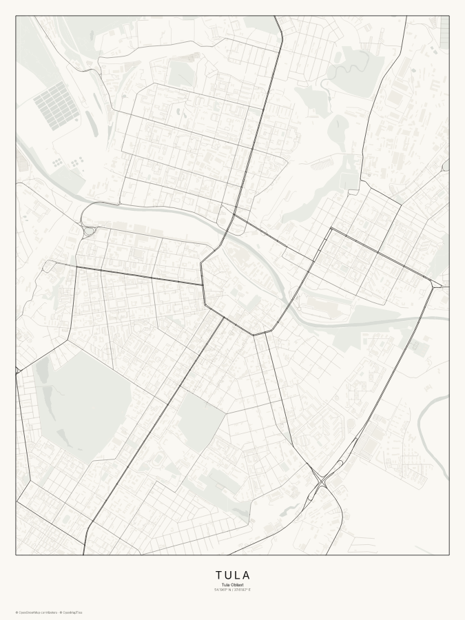Tula map poster, classic style