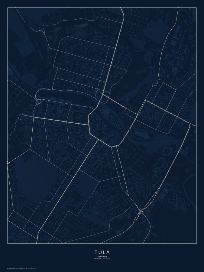 Tula map poster, midnight style