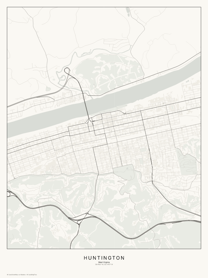Huntington map poster, classic style