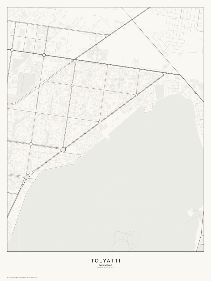 Tolyatti map poster, classic style