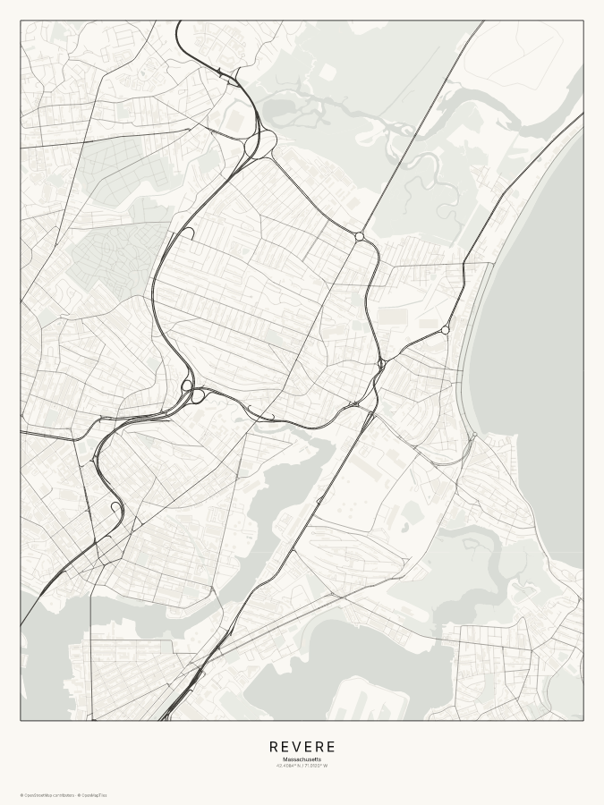 Revere map poster, classic style