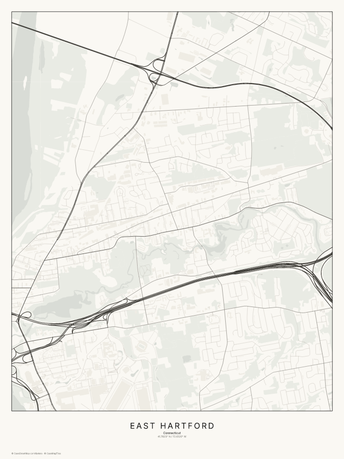East Hartford map poster, classic style