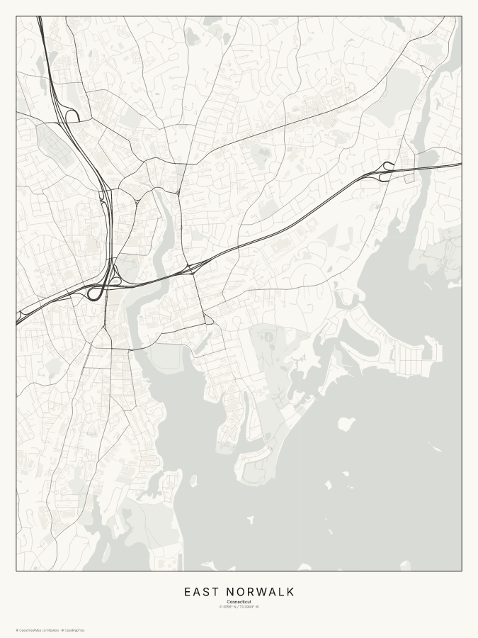 East Norwalk map poster, classic style