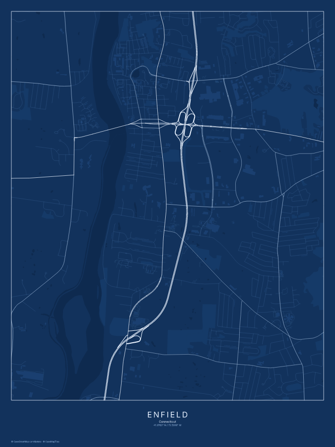 Enfield map poster, blueprint style