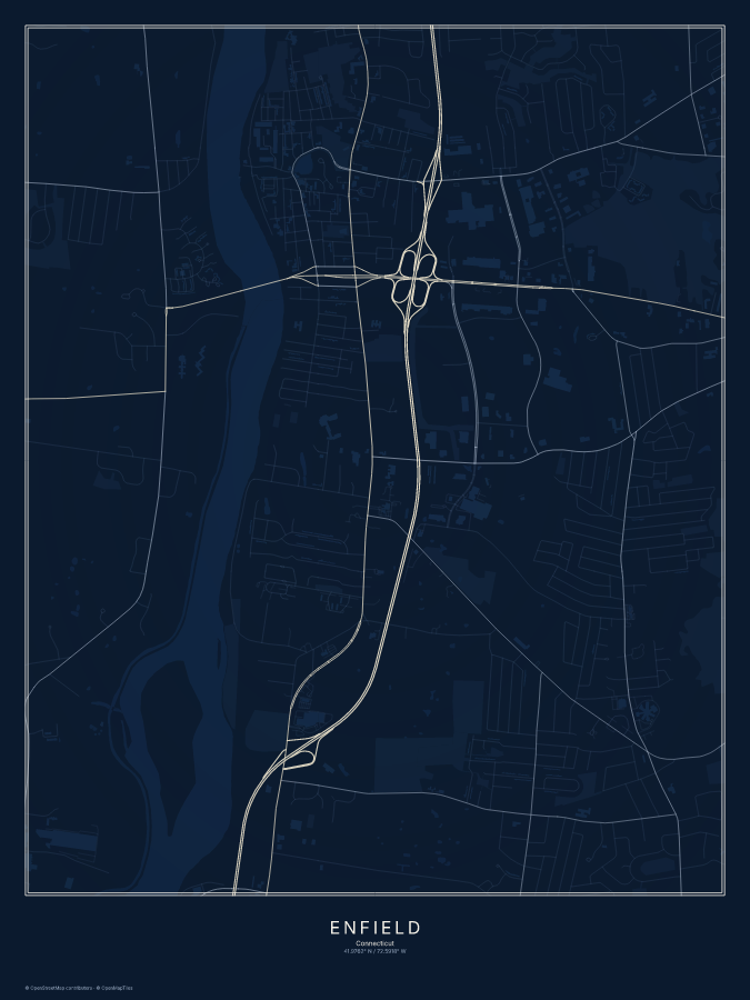 Enfield map poster, midnight style