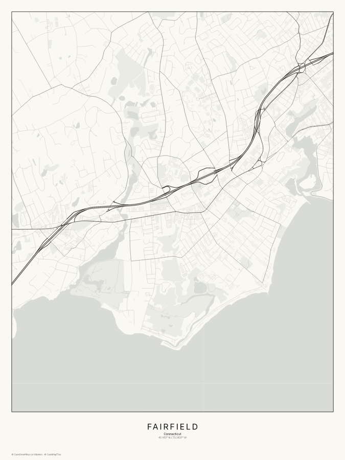 Fairfield map poster, classic style