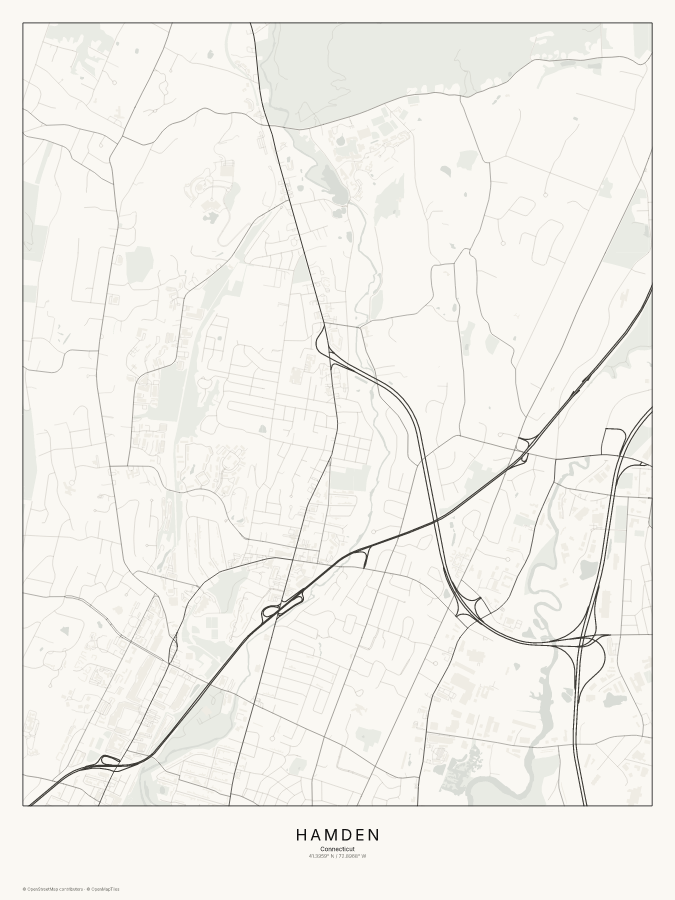 Hamden map poster, classic style