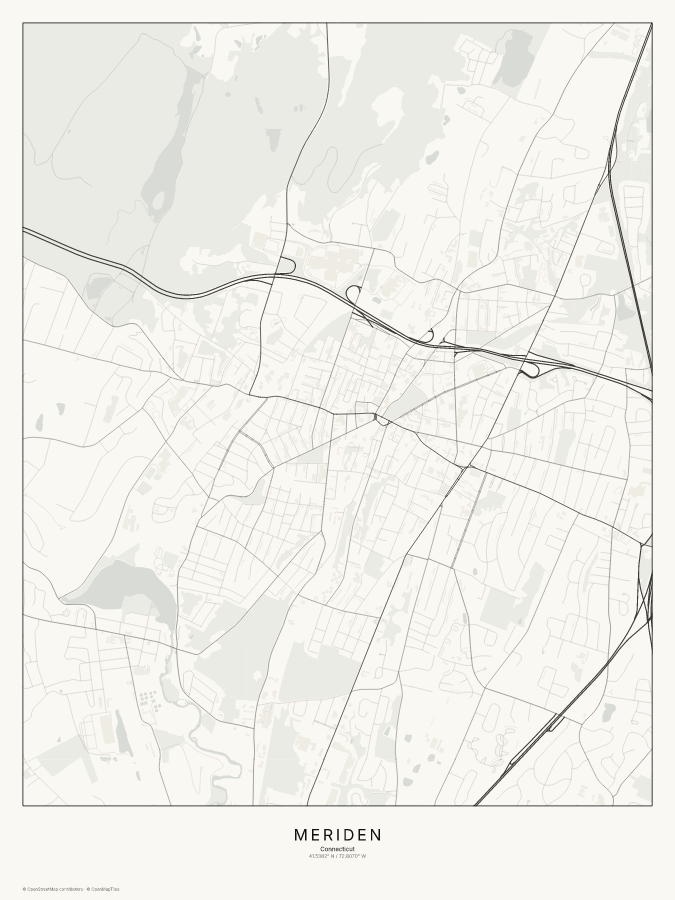 Meriden map poster, classic style