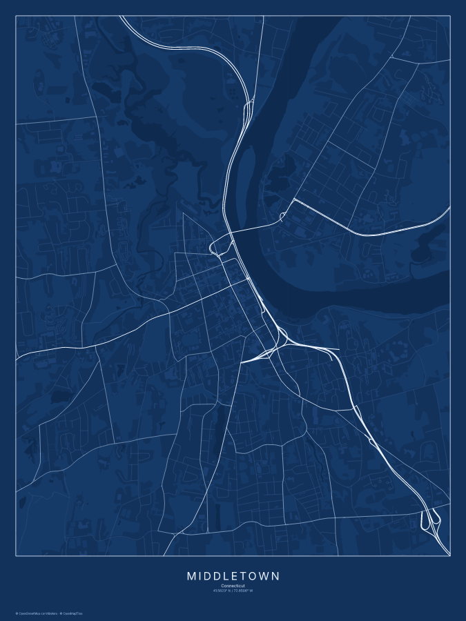 Middletown map poster, blueprint style