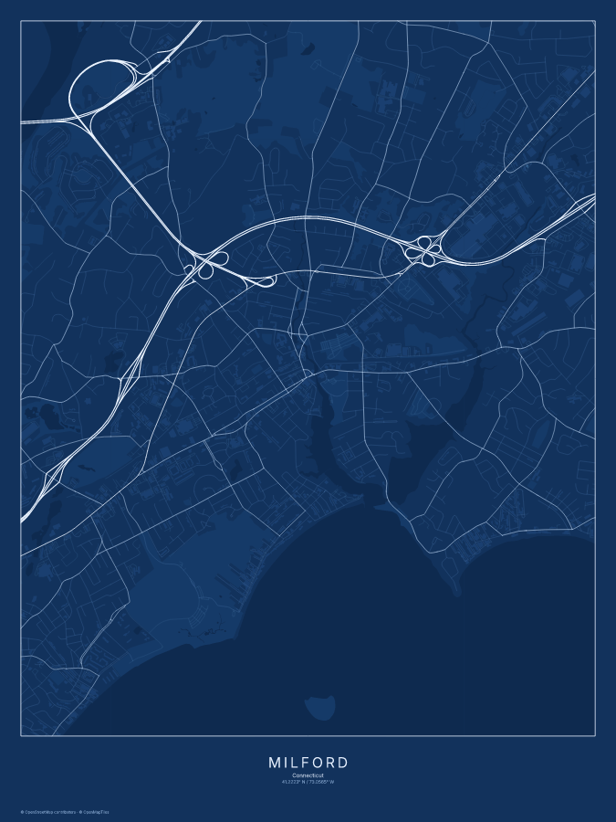 Milford map poster, blueprint style