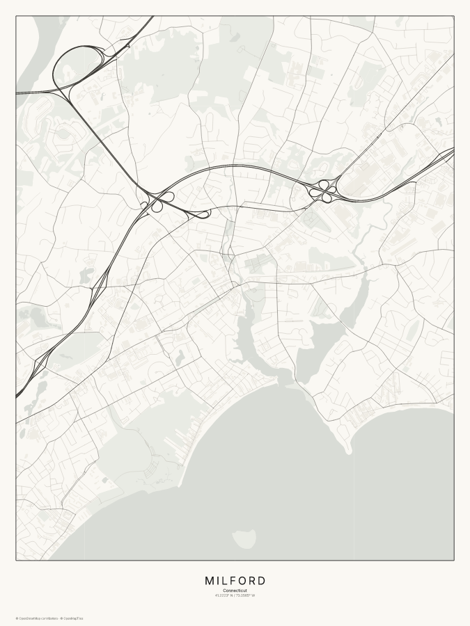 Milford map poster, classic style