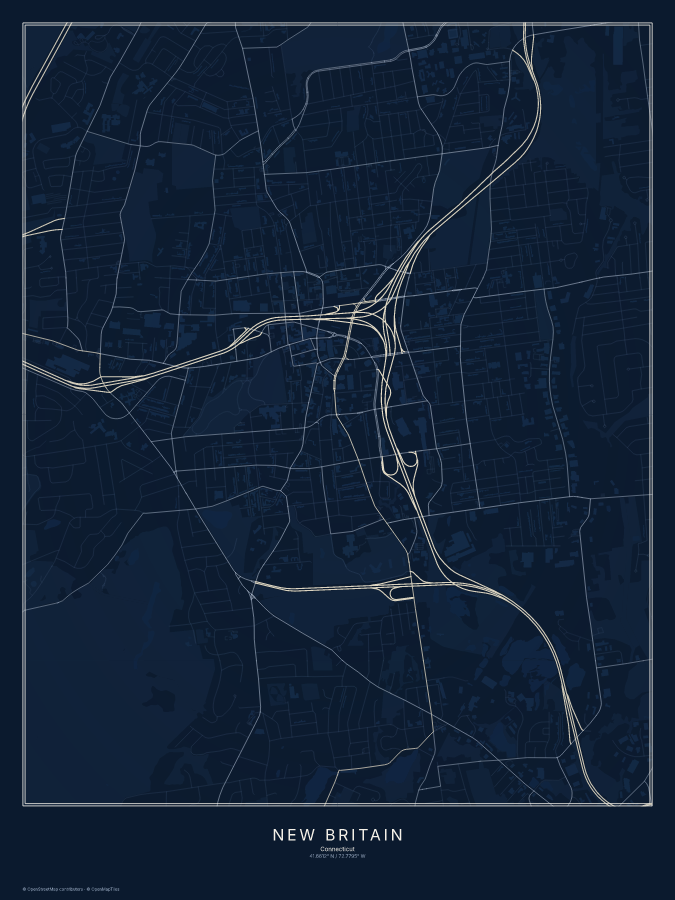 New Britain map poster, midnight style