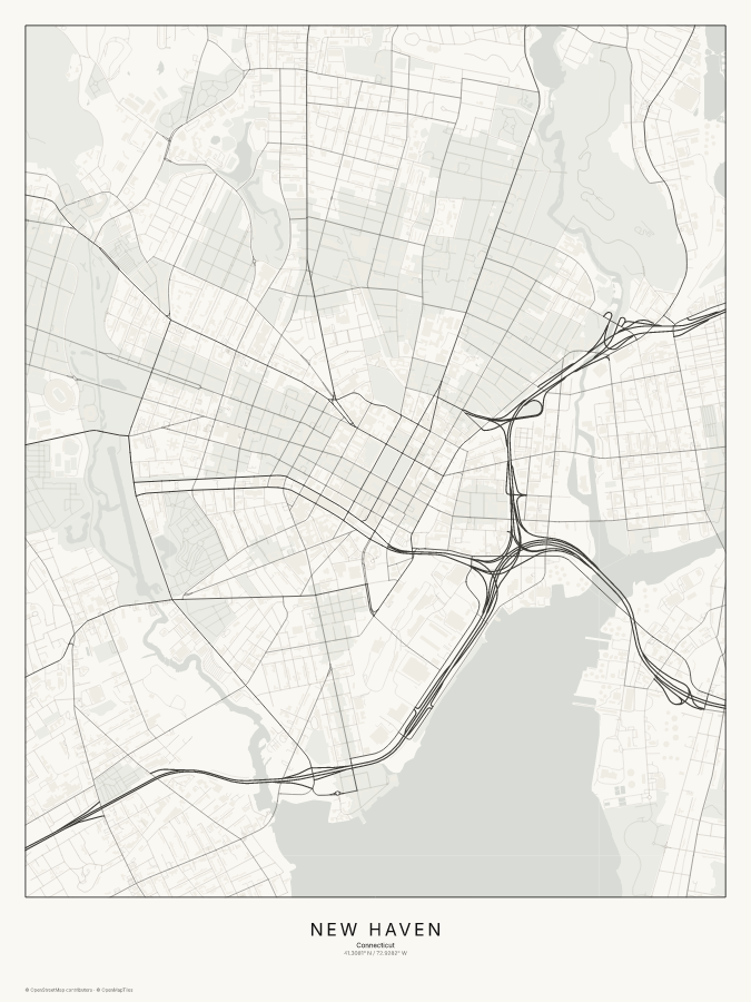 New Haven map poster, classic style