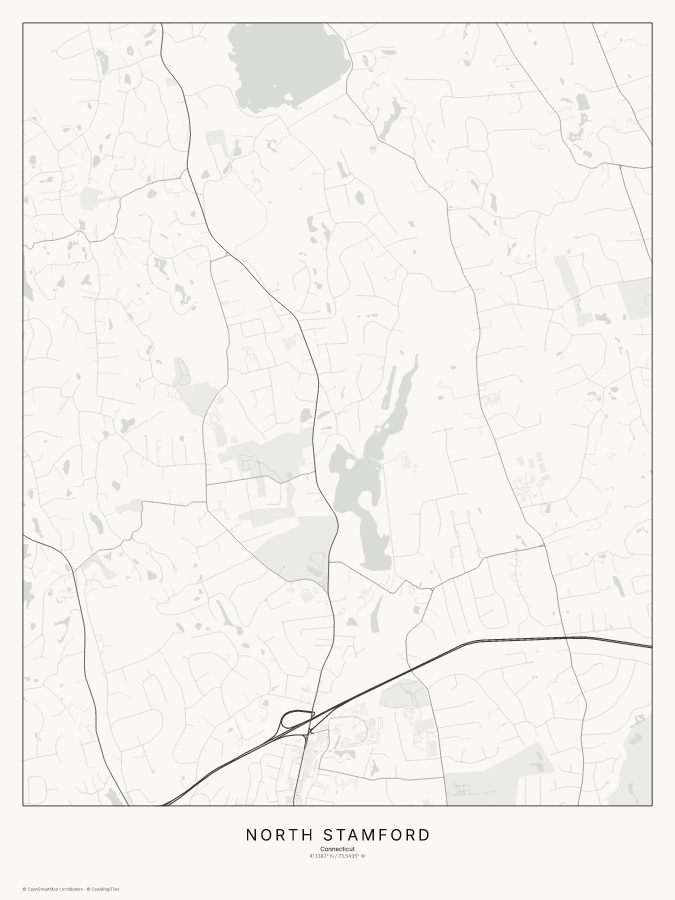 North Stamford map poster, classic style