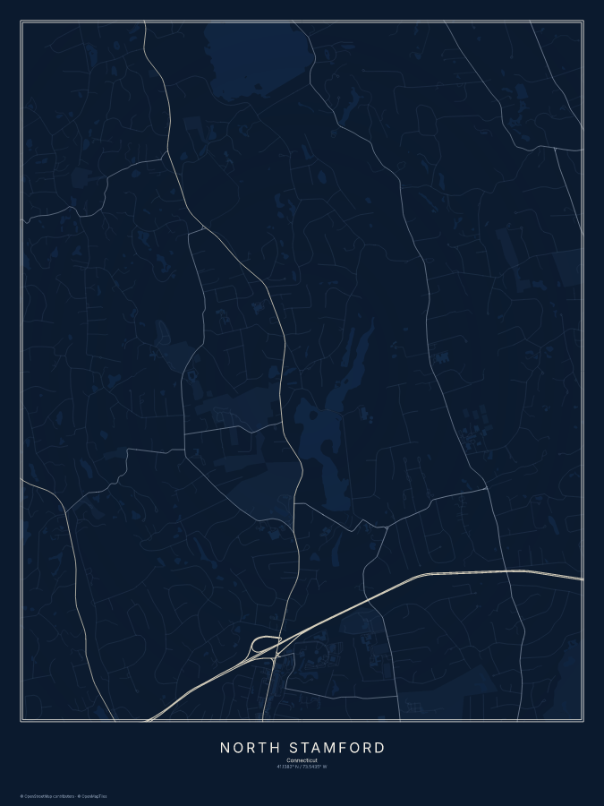 North Stamford map poster, midnight style