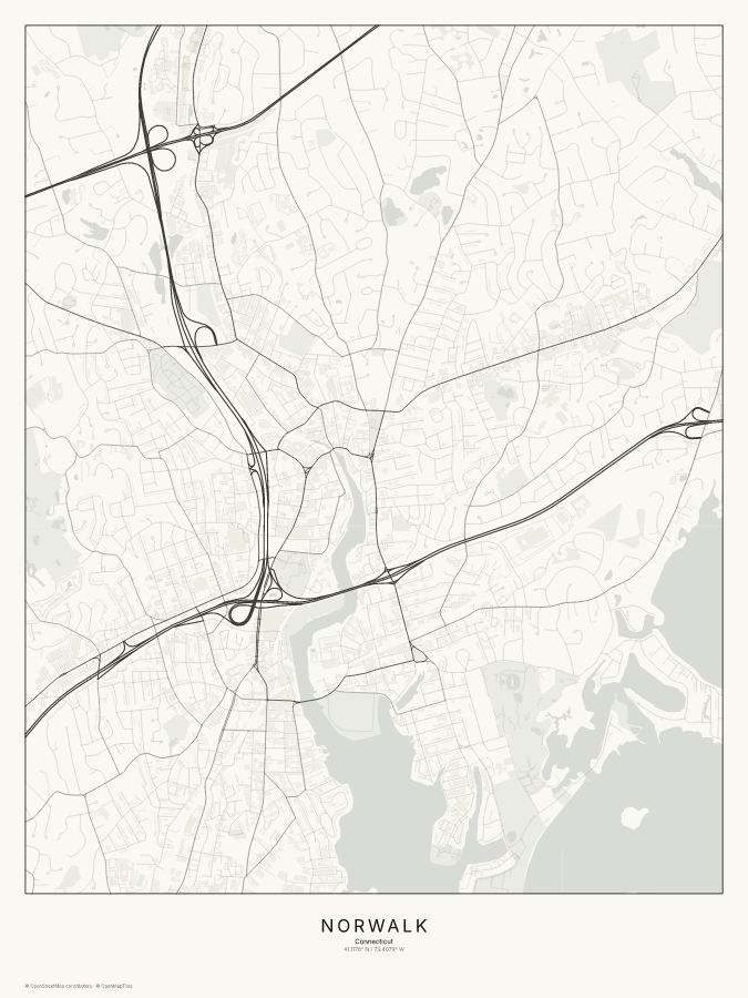 Norwalk map poster, classic style