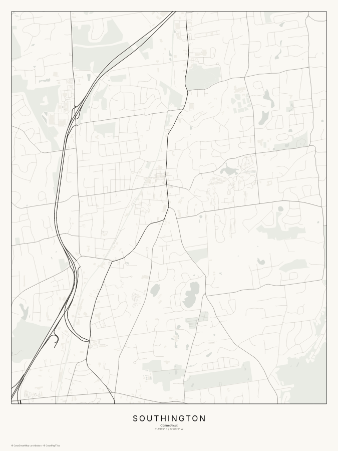 Southington map poster, classic style