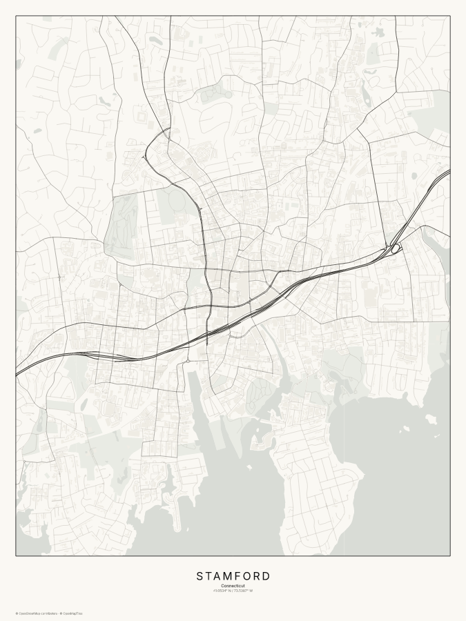Stamford map poster, classic style