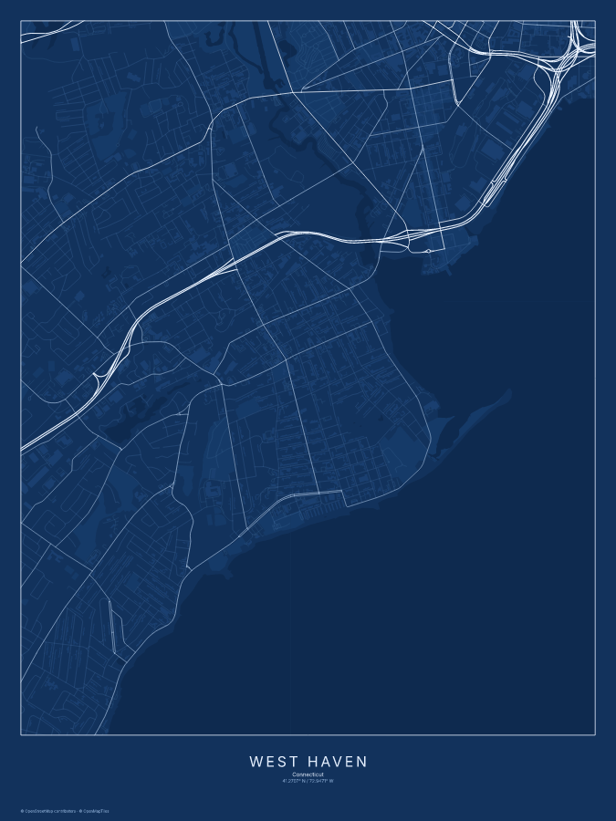 West Haven map poster, blueprint style