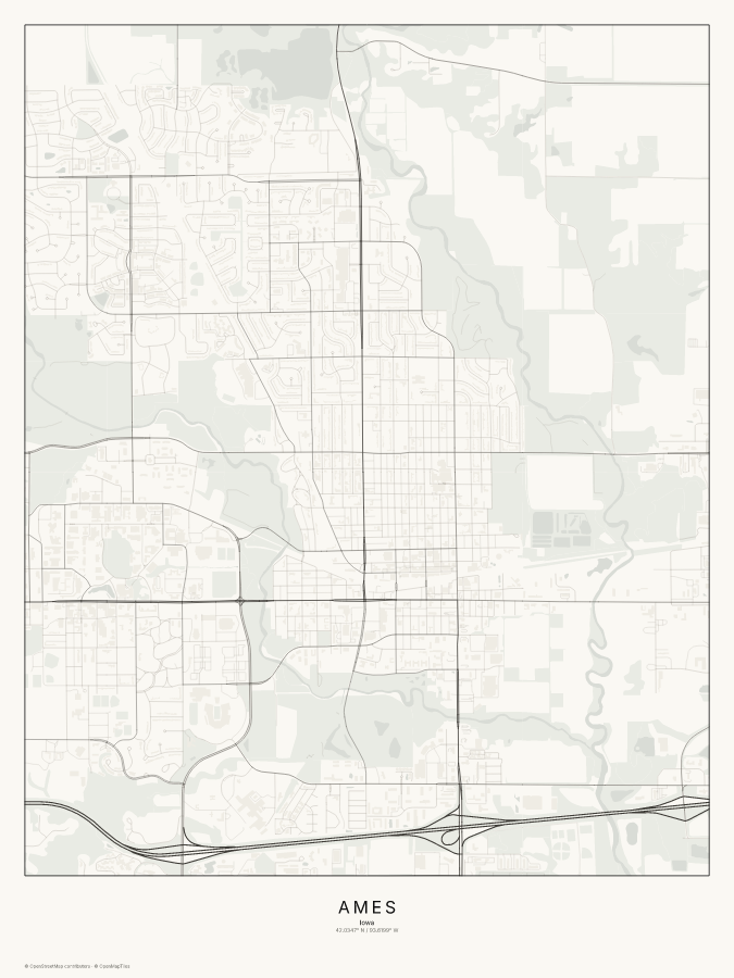 Ames map poster, classic style