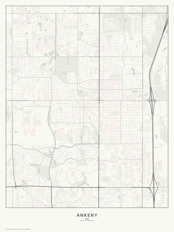 Ankeny map poster, classic style