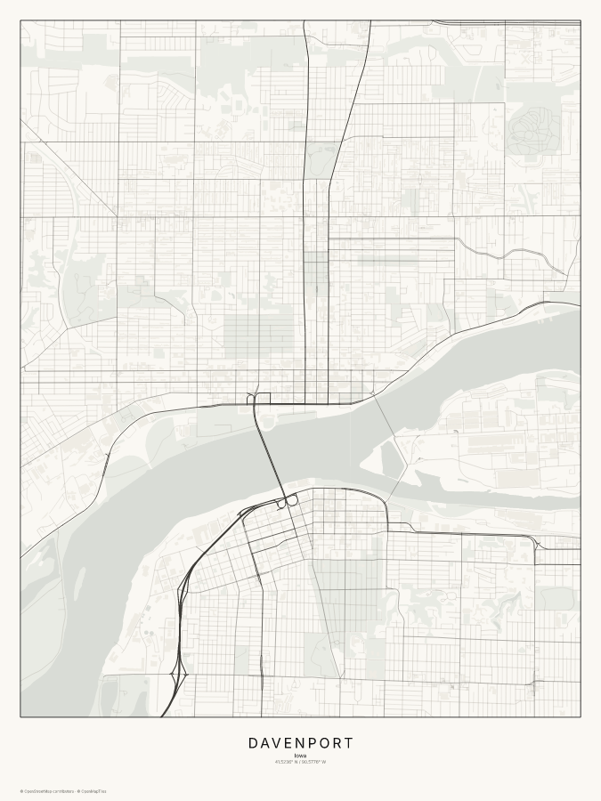 Davenport map poster, classic style