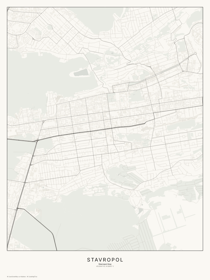 Stavropol map poster, classic style
