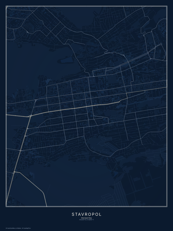 Stavropol map poster, midnight style