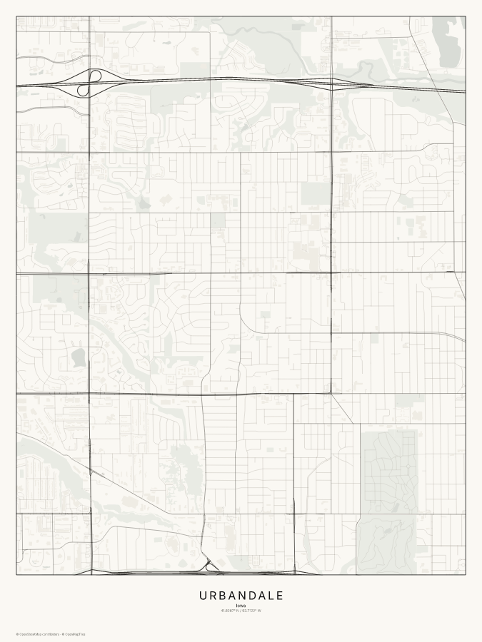Urbandale map poster, classic style