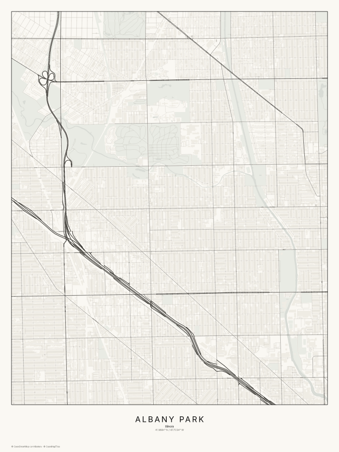Albany Park map poster, classic style