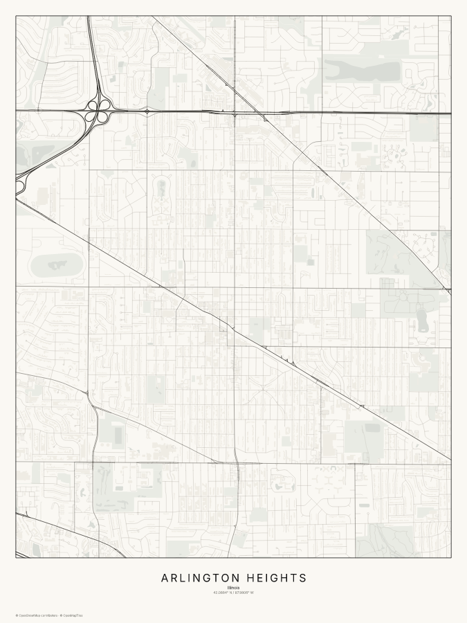 Arlington Heights map poster, classic style