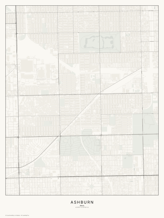 Ashburn map poster, classic style