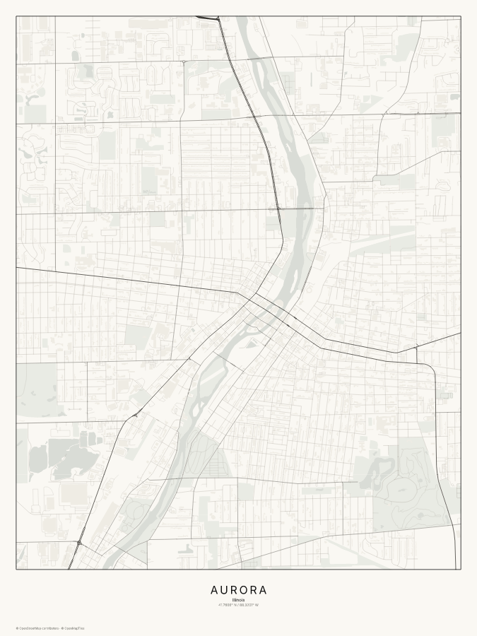Aurora map poster, classic style