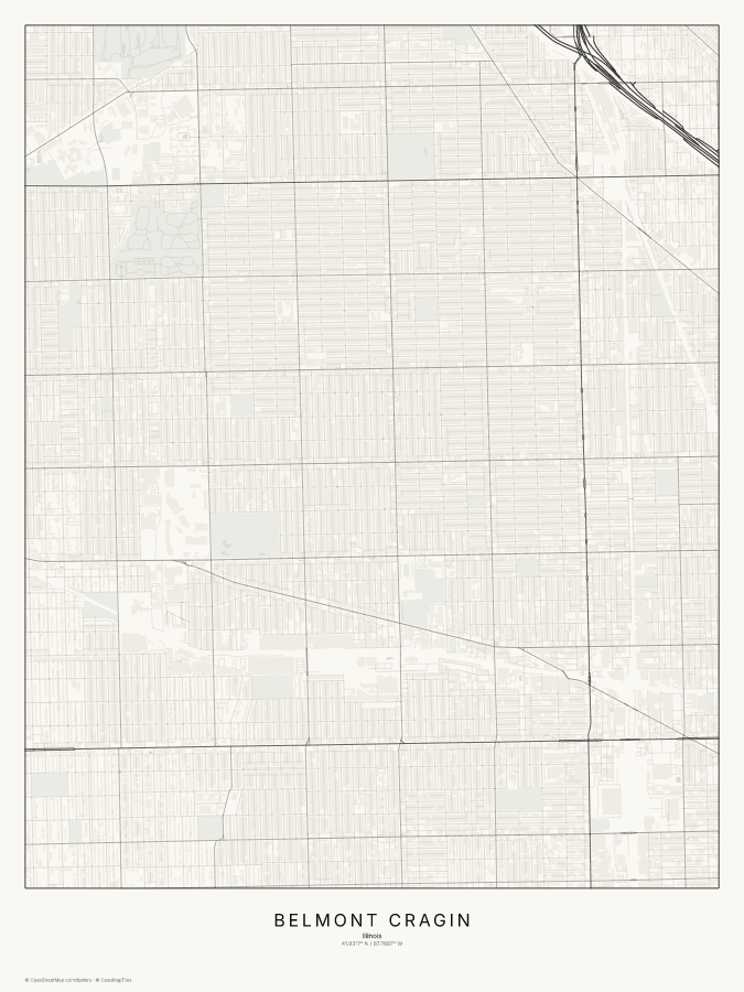 Belmont Cragin map poster, classic style