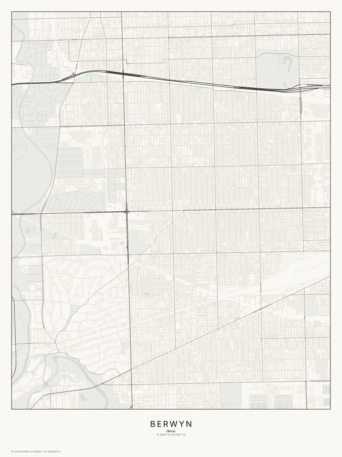 Berwyn map poster, classic style