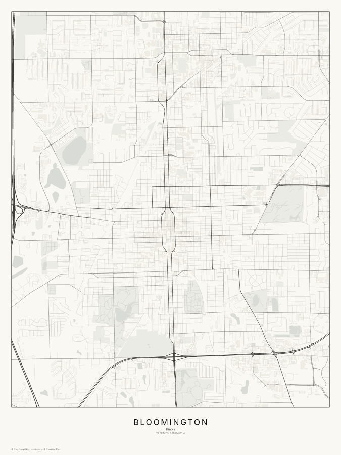 Bloomington map poster, classic style