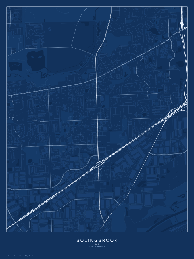 Bolingbrook map poster, blueprint style